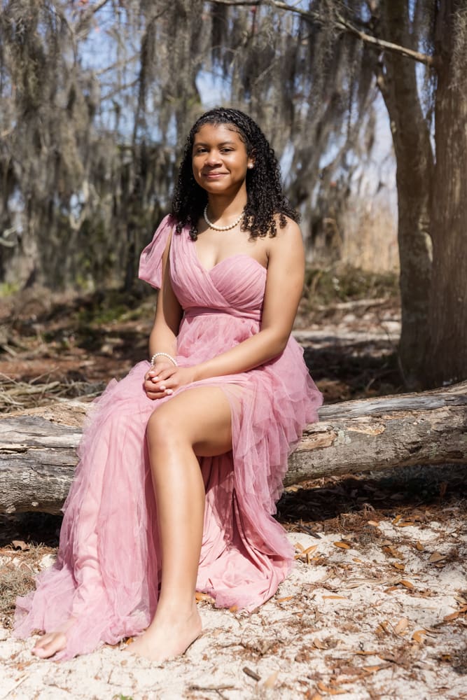 Golden birthday photos taken near the water in Mandeville Louisiana